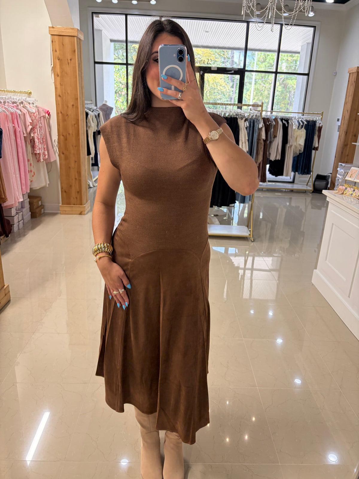 FALL BROWN MIDI DRESS