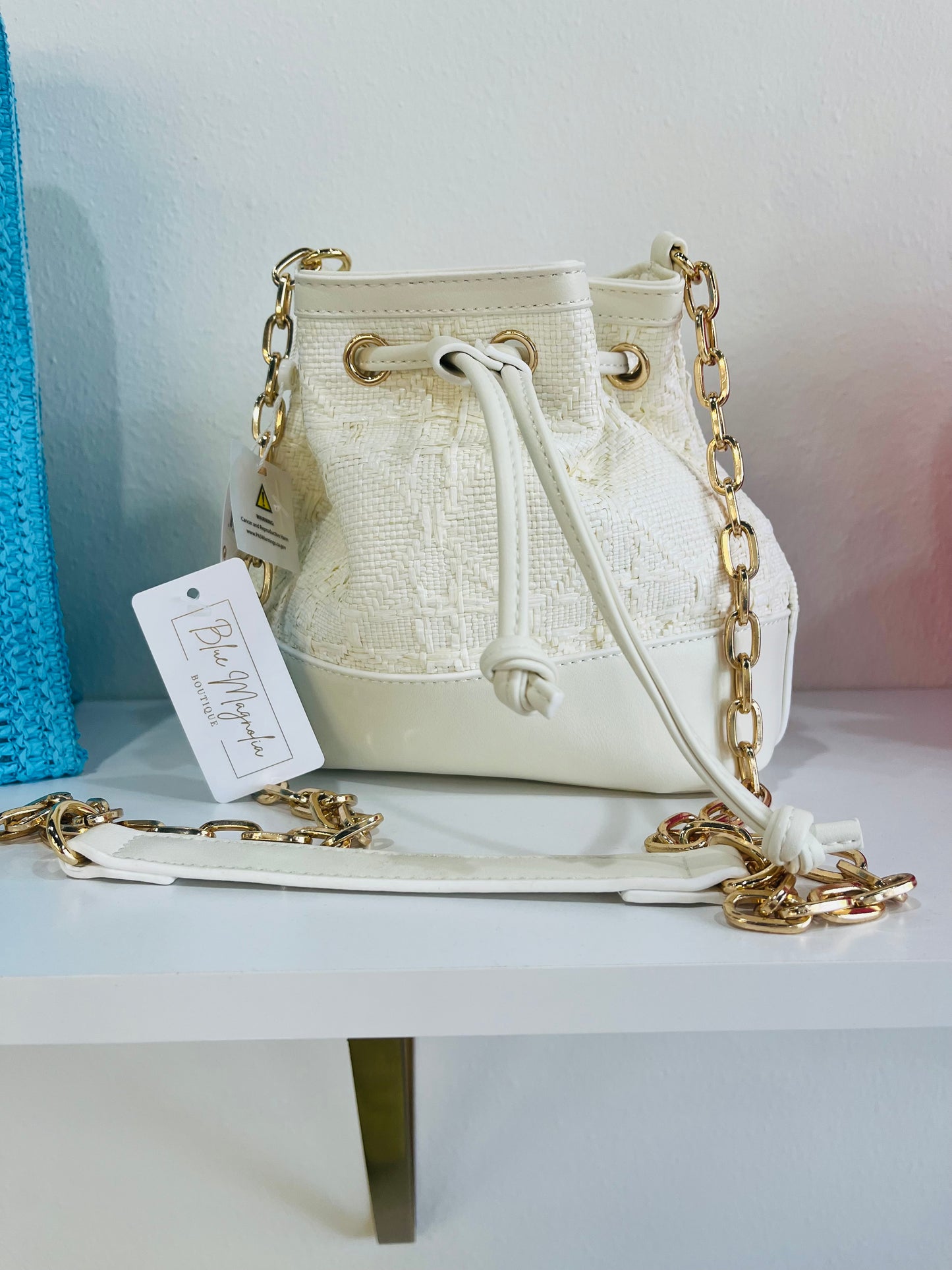 ADRIENNE WHITE BUCKET BAG