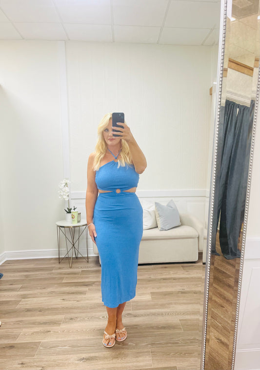 HALTER NECK MIDI DRESS