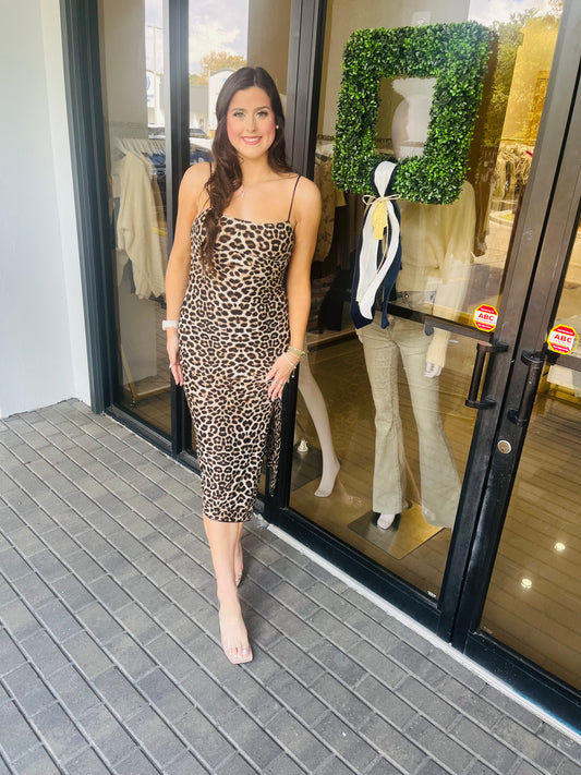 LEOPARD MIDI DRESS