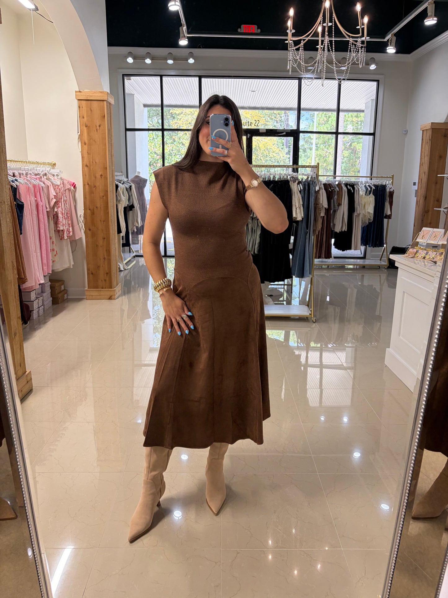 FALL BROWN MIDI DRESS