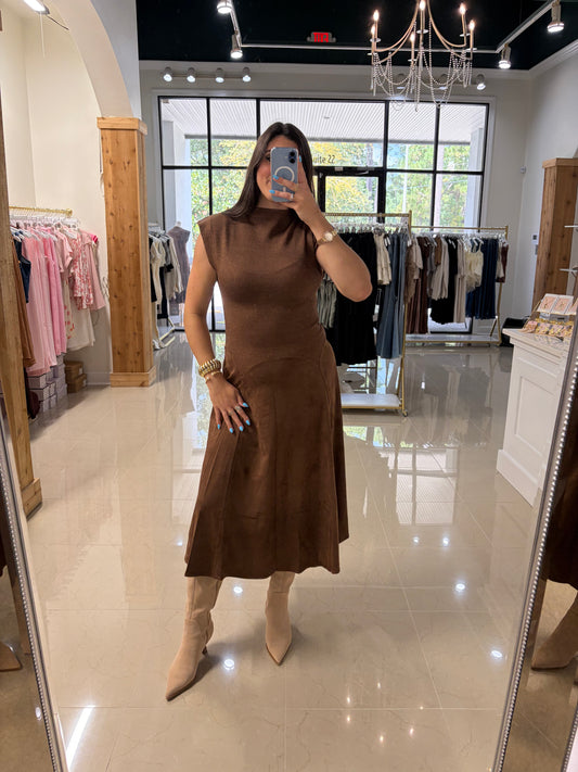 FALL BROWN MIDI DRESS