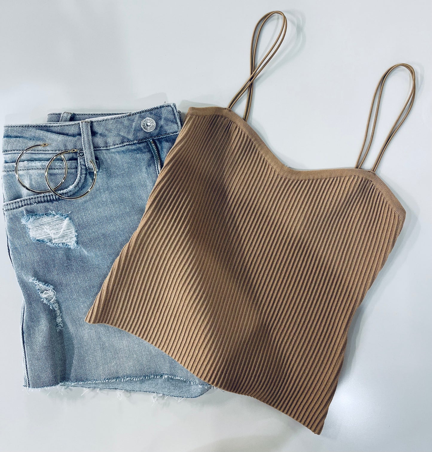 TAN KNIT CAMI TOP