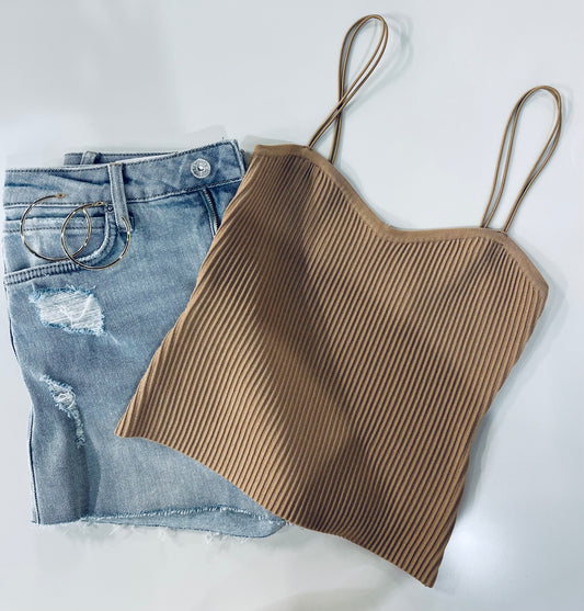 TAN KNIT CAMI TOP