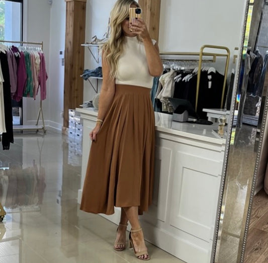 OLIVIA CAMEL SKIRT