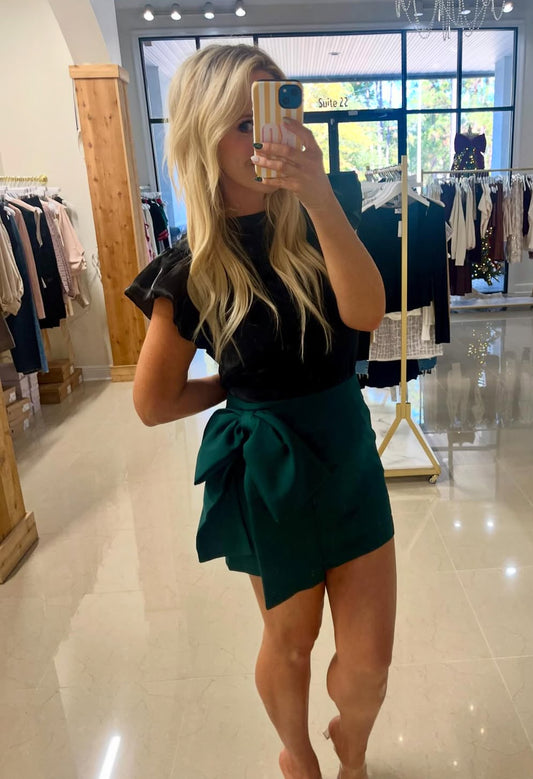 HUNTER GREEN BOW SKIRT