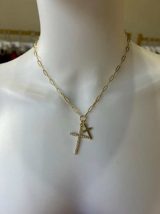 DOUBLE CROSS NECKLACE