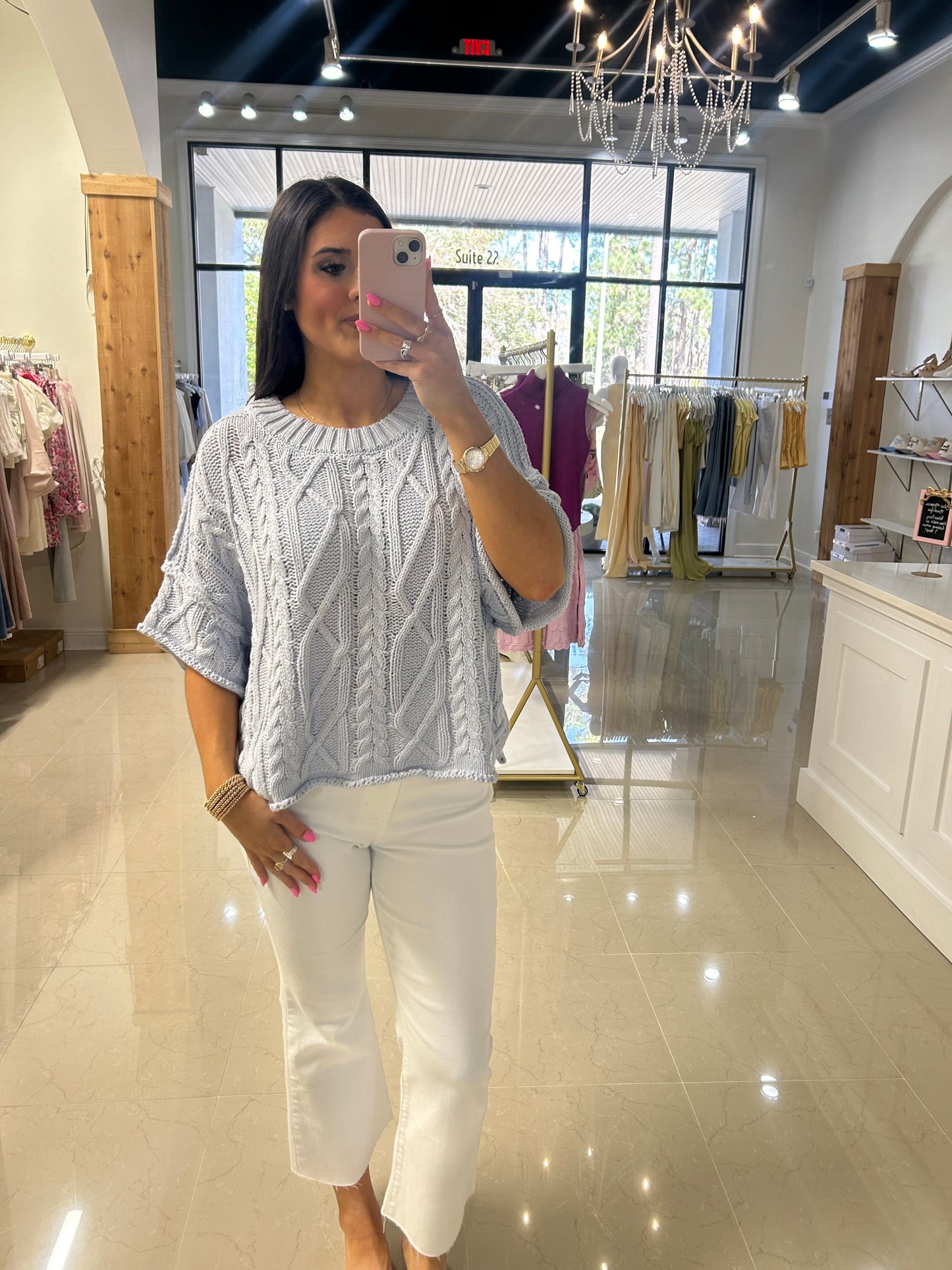 BLUE KNIT SWEATER TOP