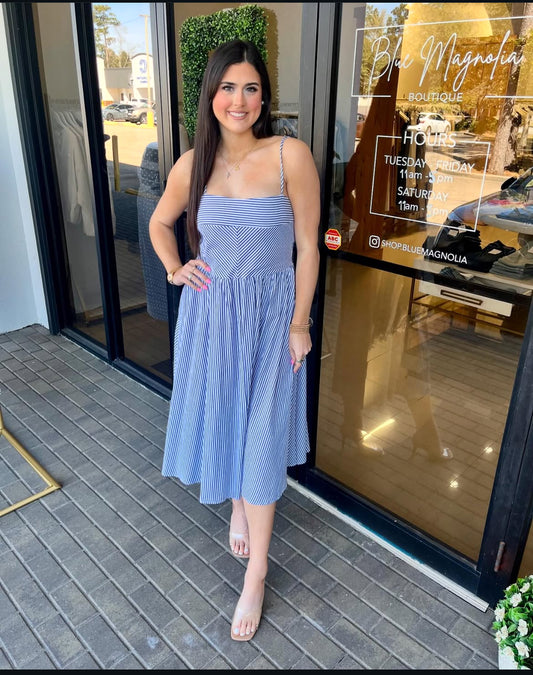 AUBREY NAVY STRIPPED DRESS